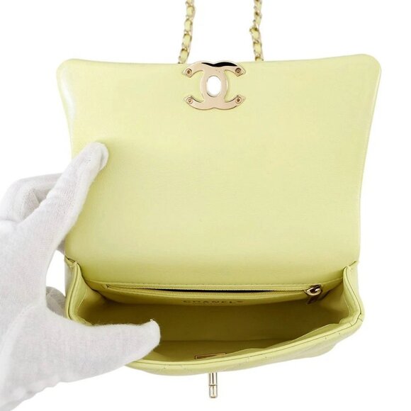 CHANEL Top handle Matelasse Shoulder Size Mini Shiny Calf Leather Yellow AS4543 - Picture 11 of 14